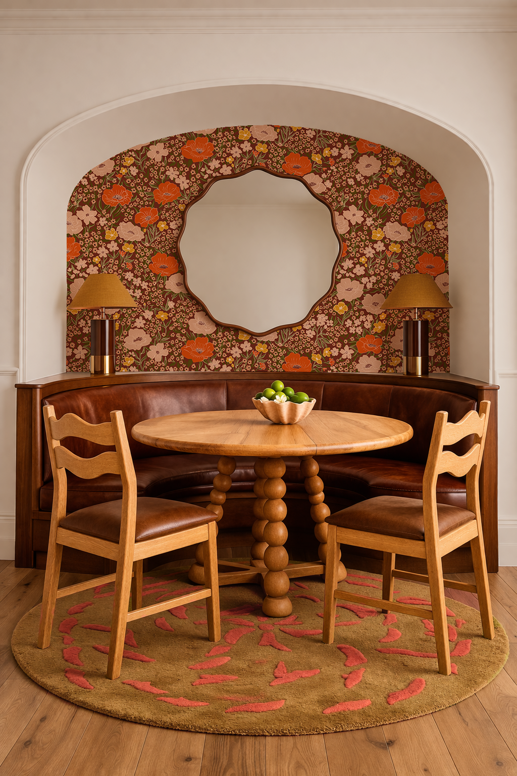 Wildflower Meadow Wallpaper, dark siena