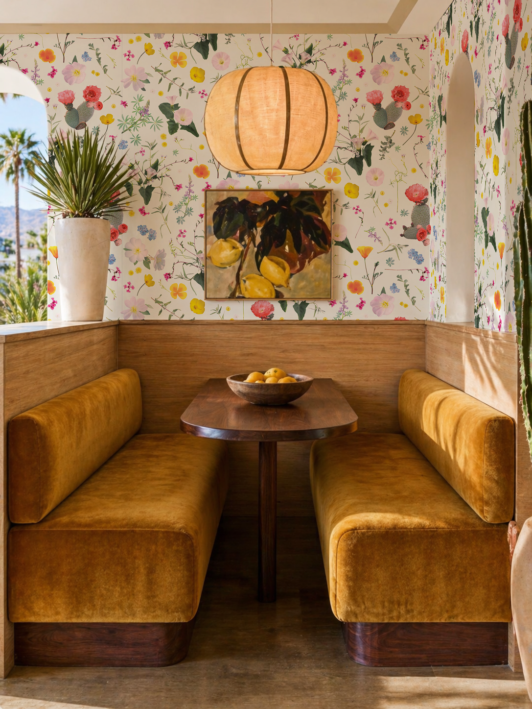 California Native Wallpaper, white and multicolor