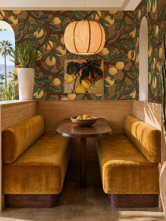 Valencia Grove Wallpaper, brown and marigold