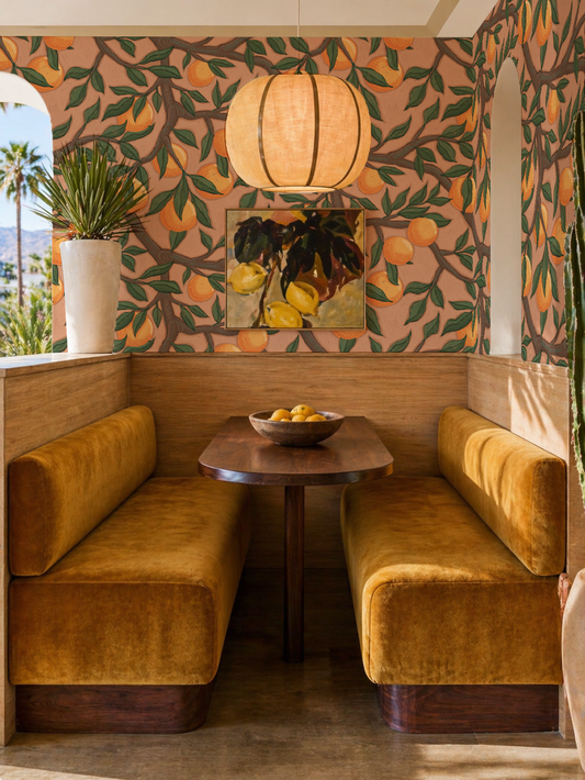 Valencia Grove Wallpaper, terra cotta and orange