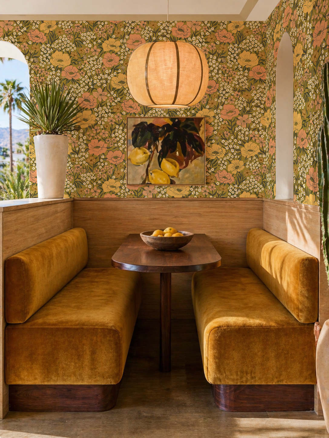Wildflower Meadow Wallpaper, chartreuse