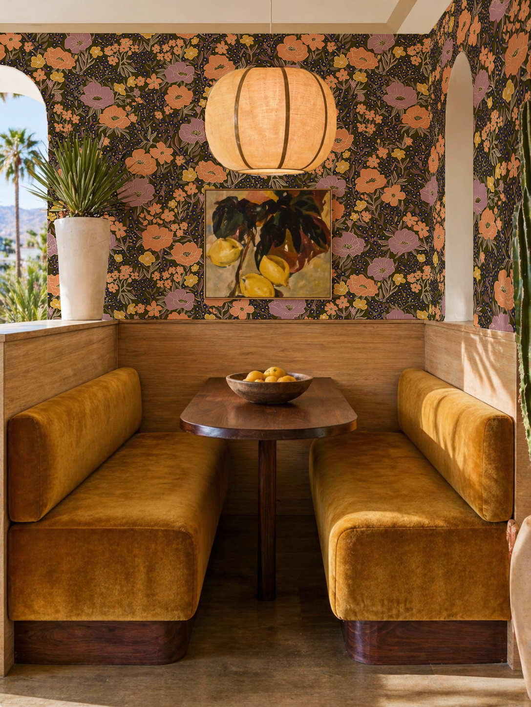Wildflower Meadow Wallpaper, olive