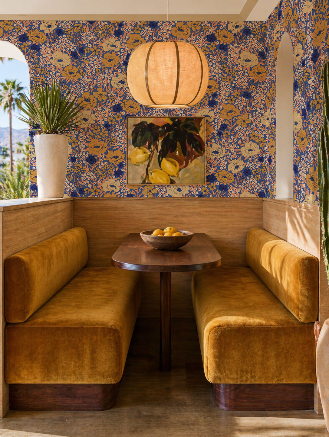 Wildflower Meadow Wallpaper, royal blue