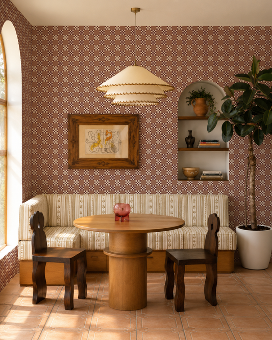 Cantina Check Wallpaper, mocha mousse