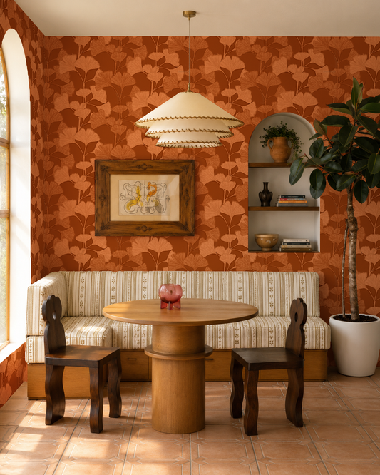 Ginkgo Vignette Wallpaper, orange