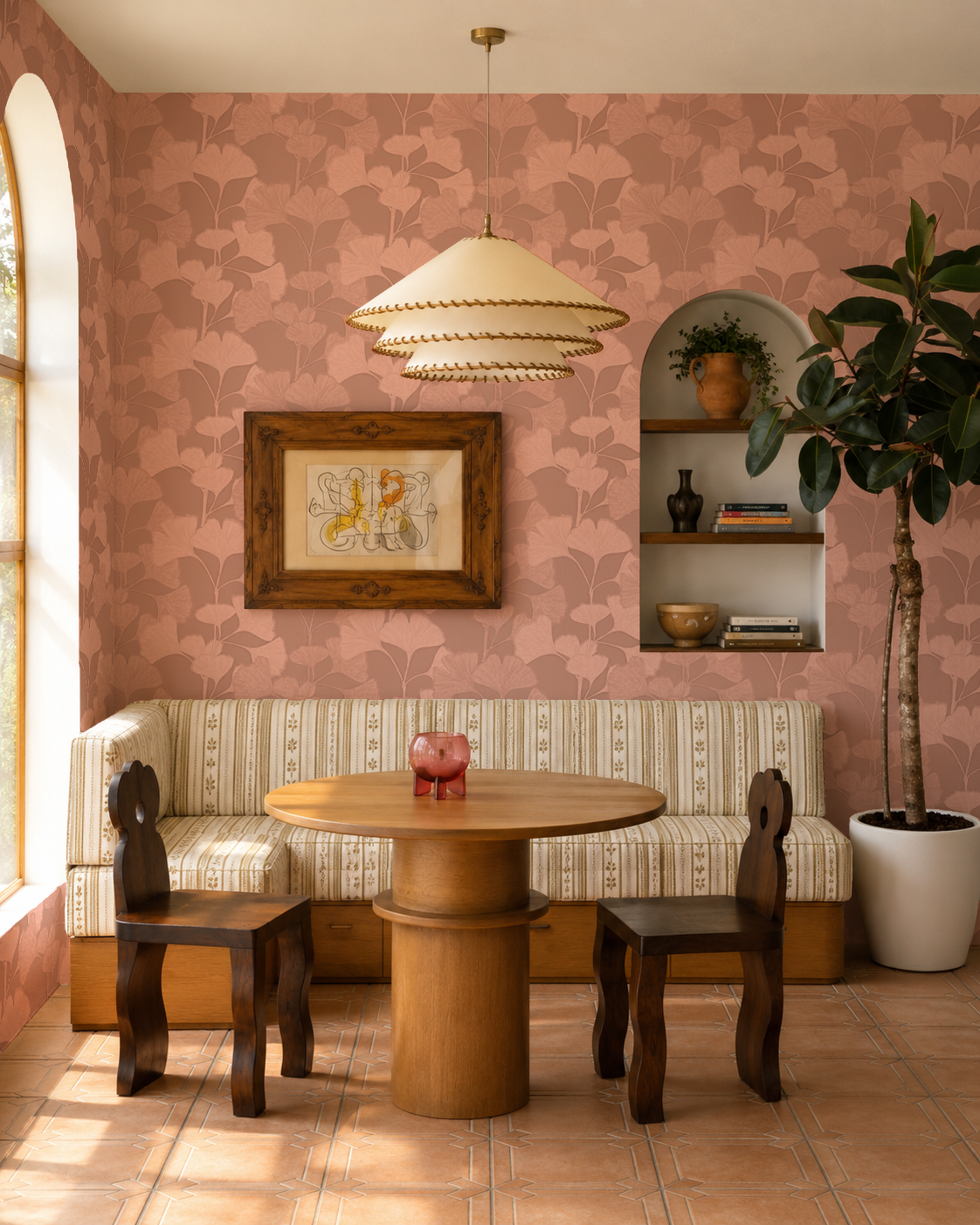 Ginkgo Vignette Wallpaper, peach