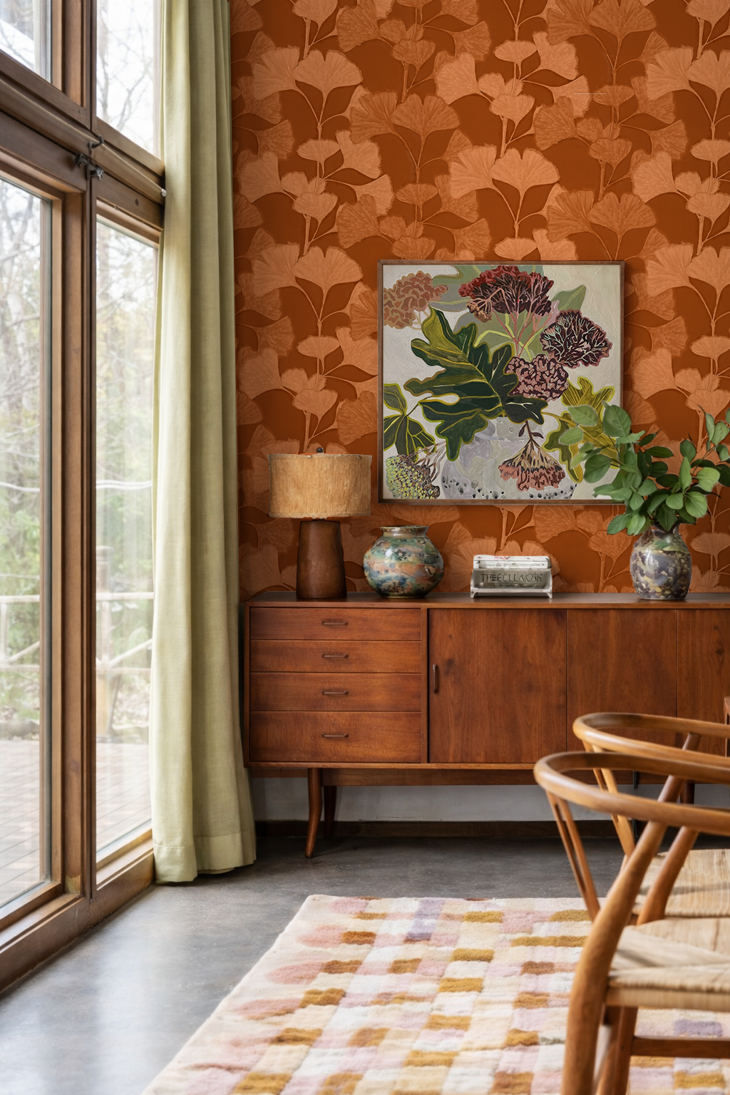 Ginkgo Vignette Wallpaper, orange