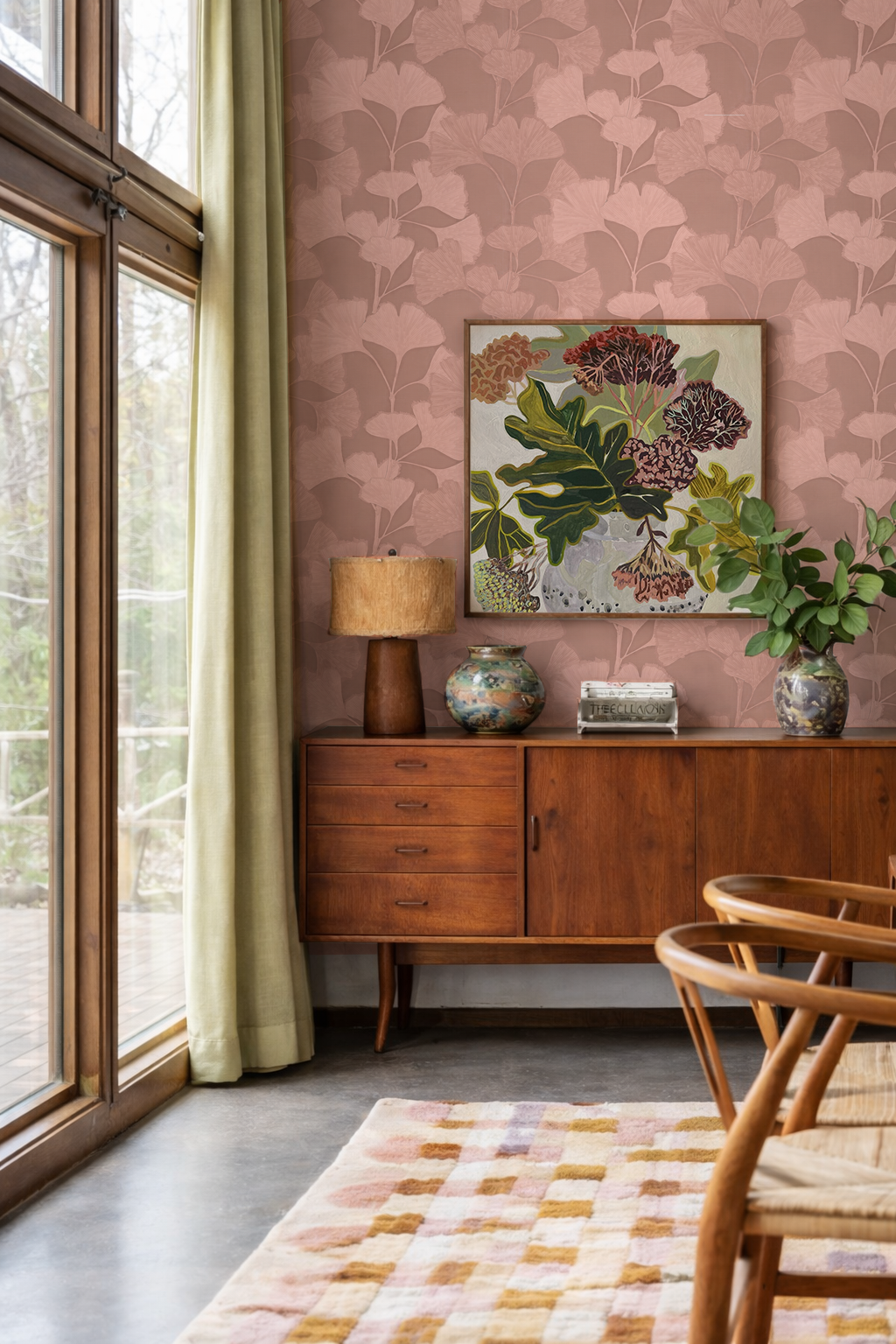 Ginkgo Vignette Wallpaper, peach