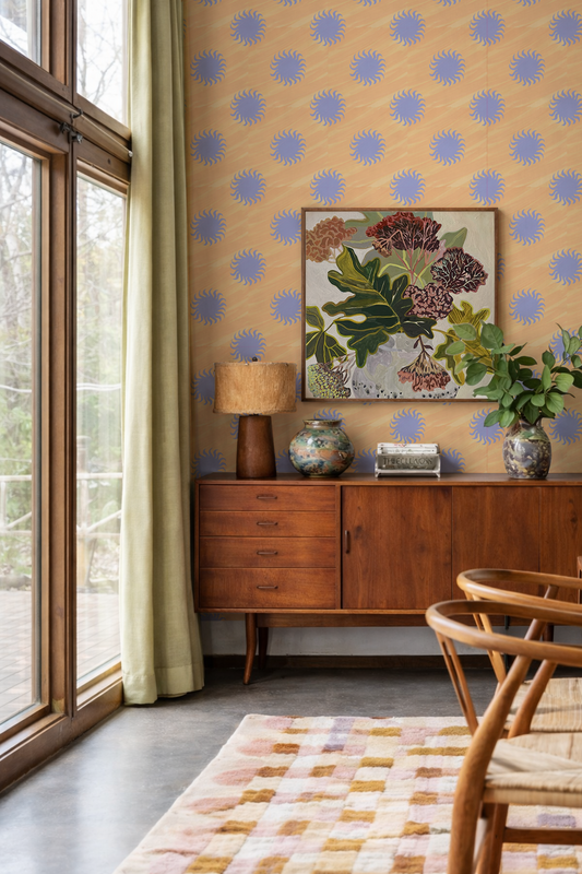 Sol Wallpaper, peach and lavender