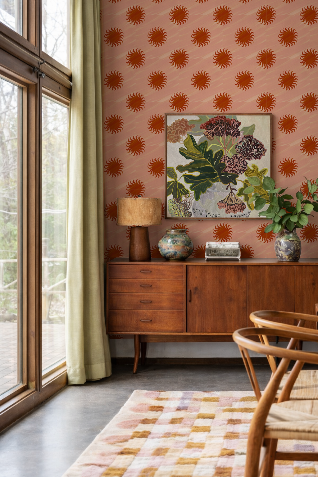 Sol Wallpaper, terra cotta and rust