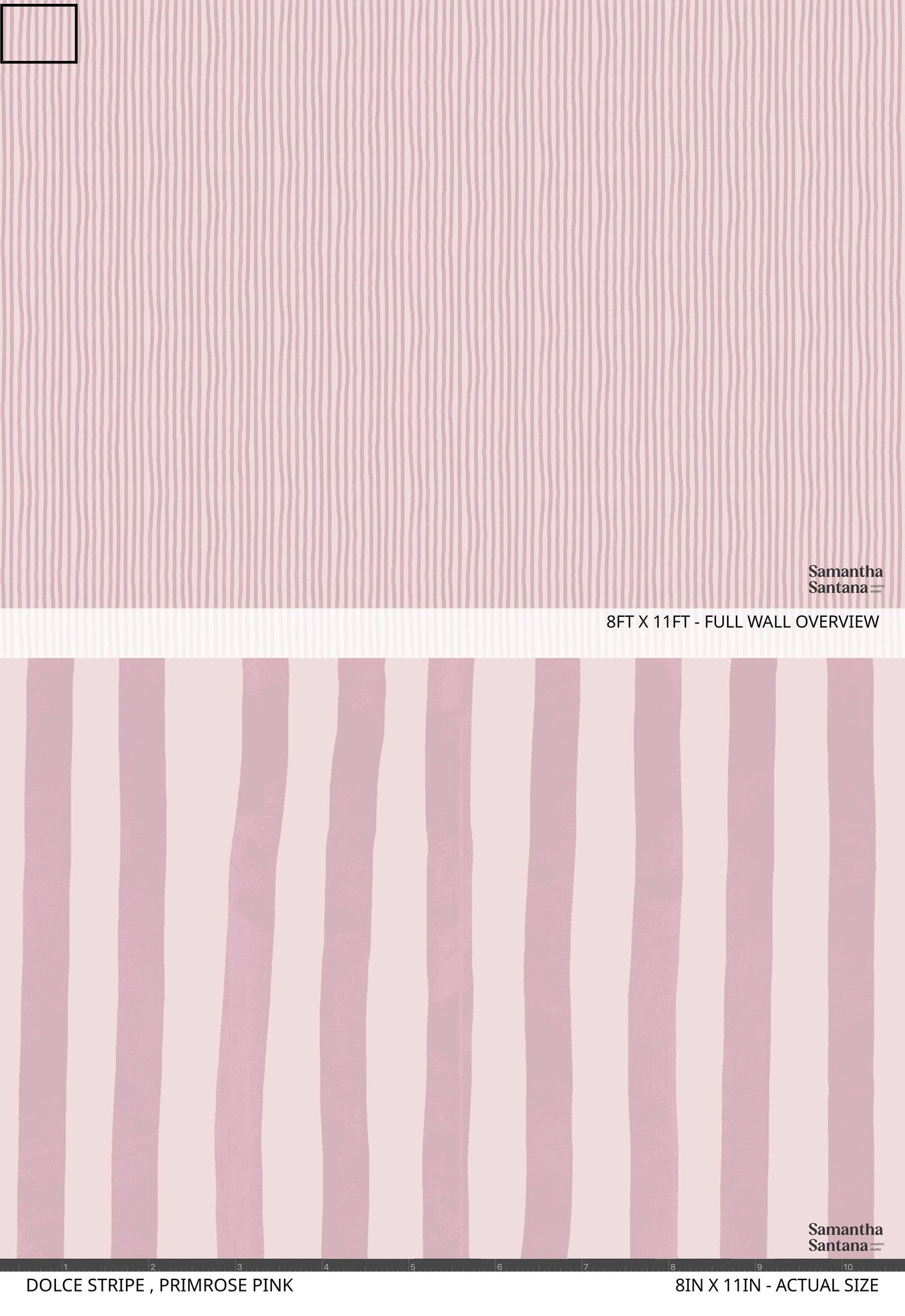 Dolce Stripe Wallpaper in primrose pink with delicate lines and pastel hues