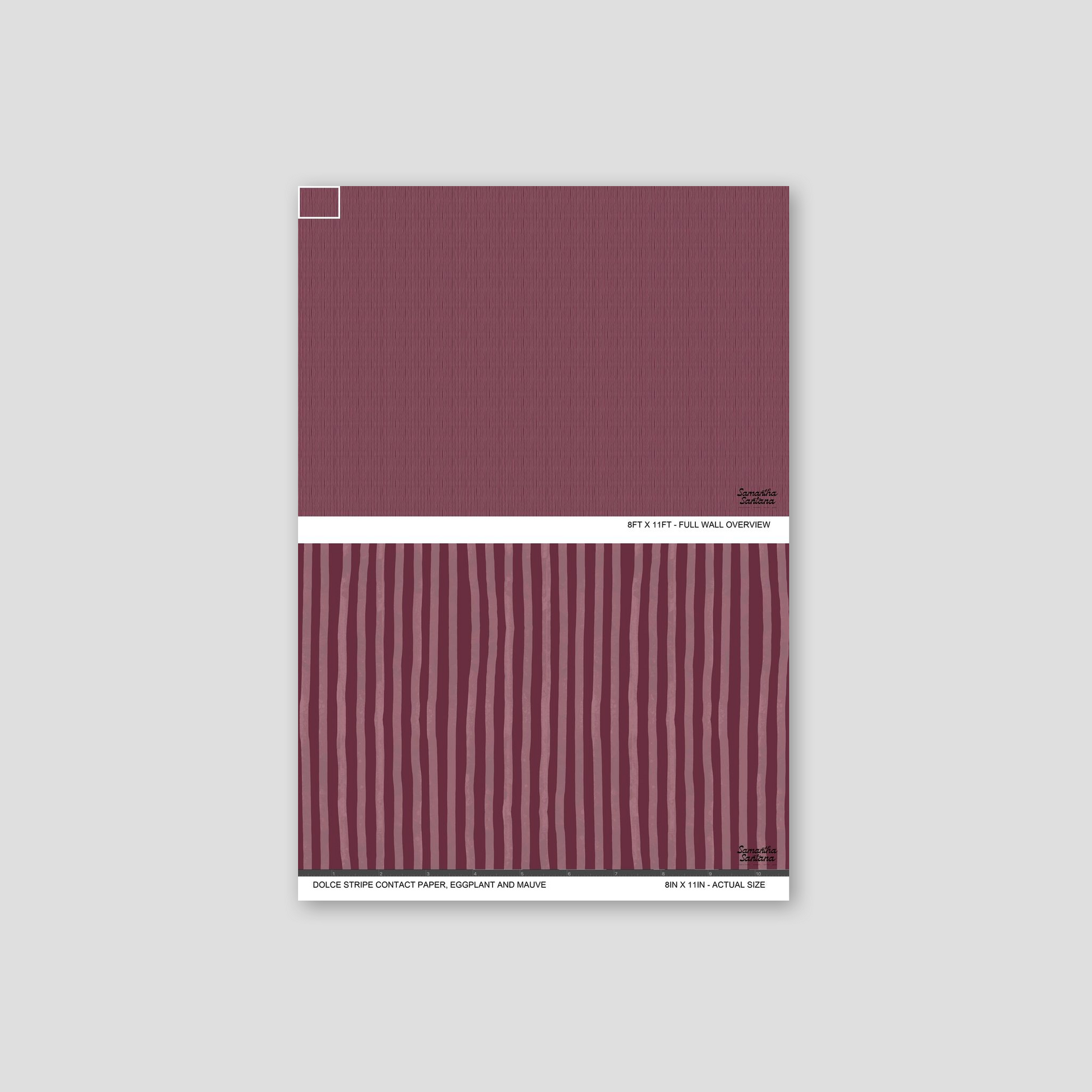 Eggplant and mauve striped contact paper, shelf liner with subtle texture