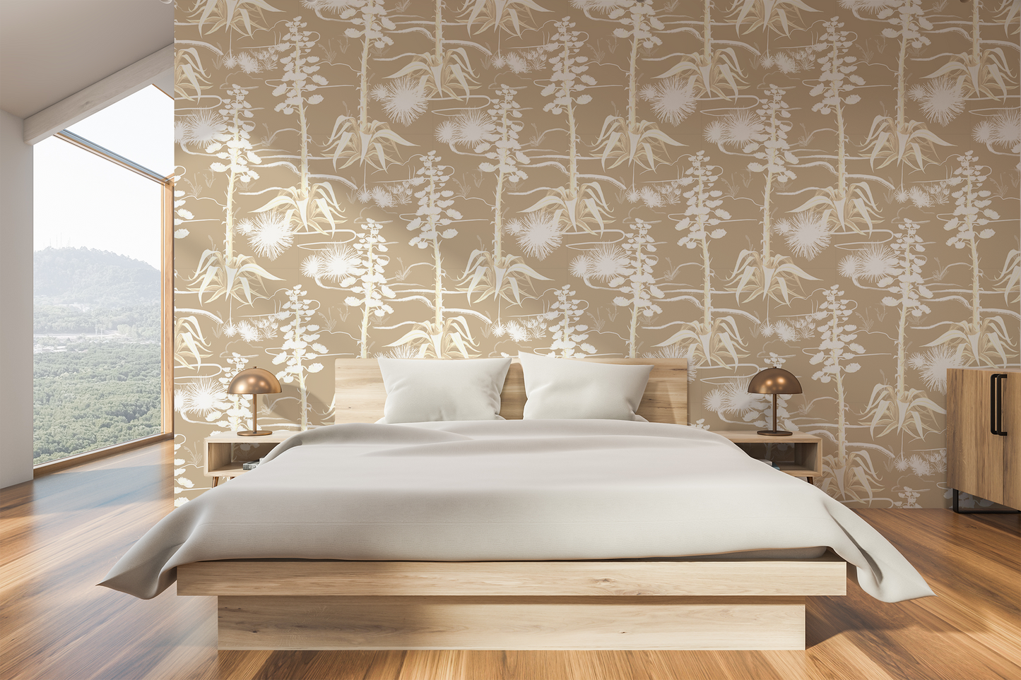 Agave Valley Wallpaper, tan and white