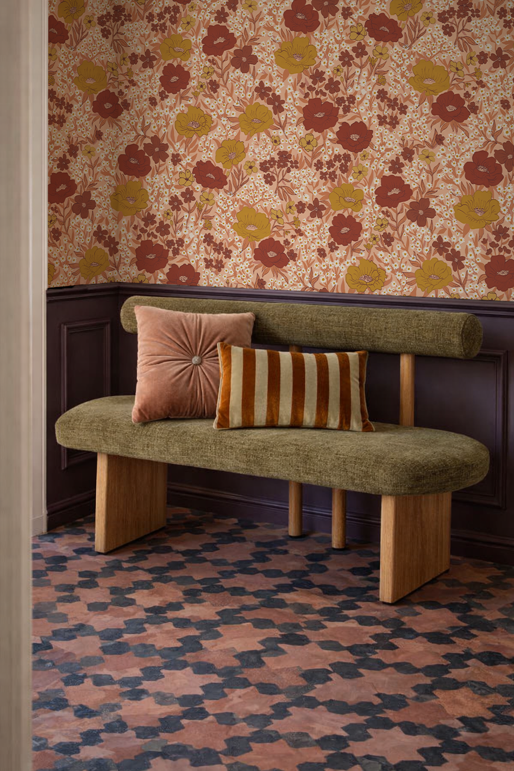 Wildflower Meadow Wallpaper, peach