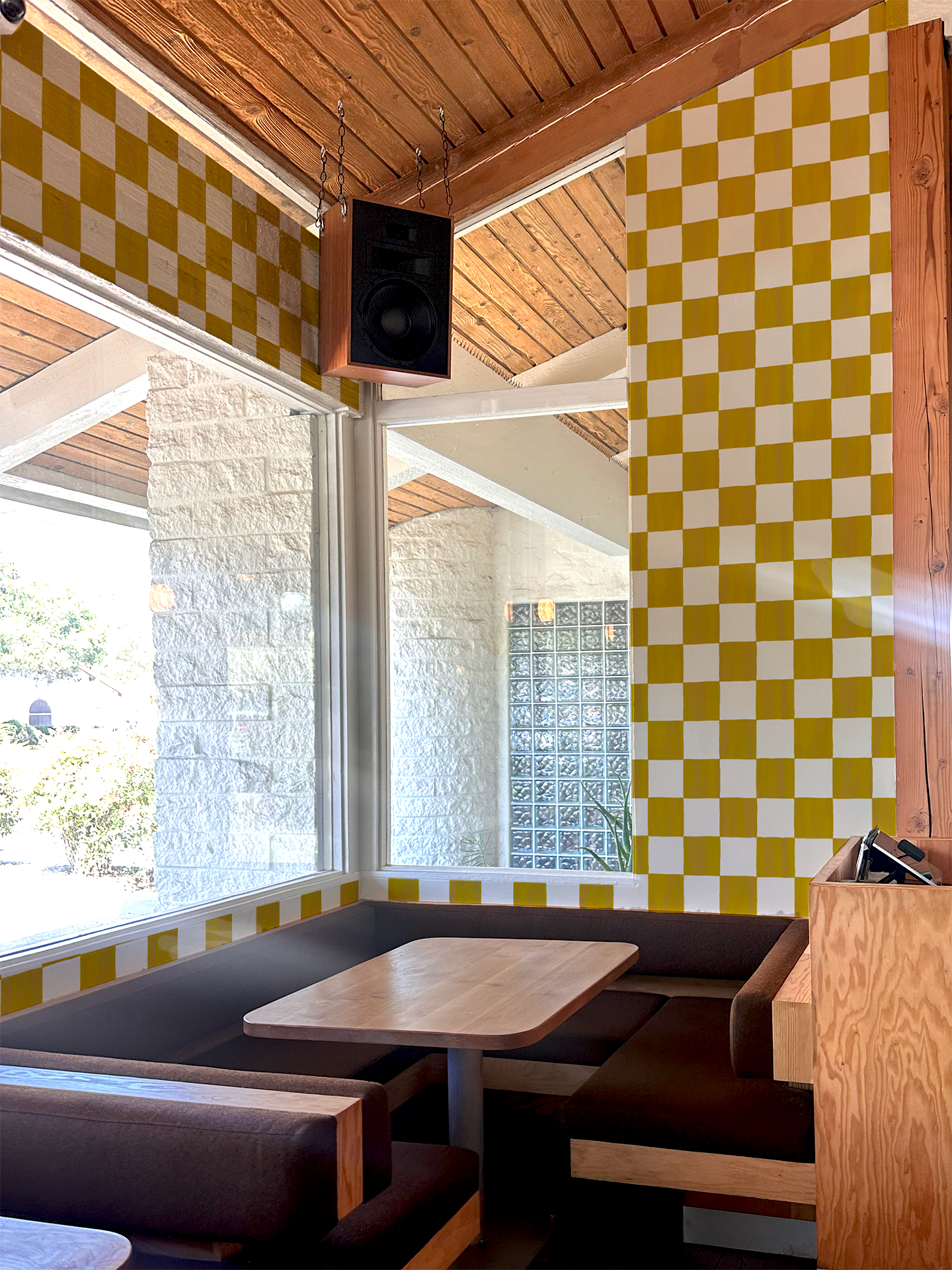 Checkers Wallpaper, mustard