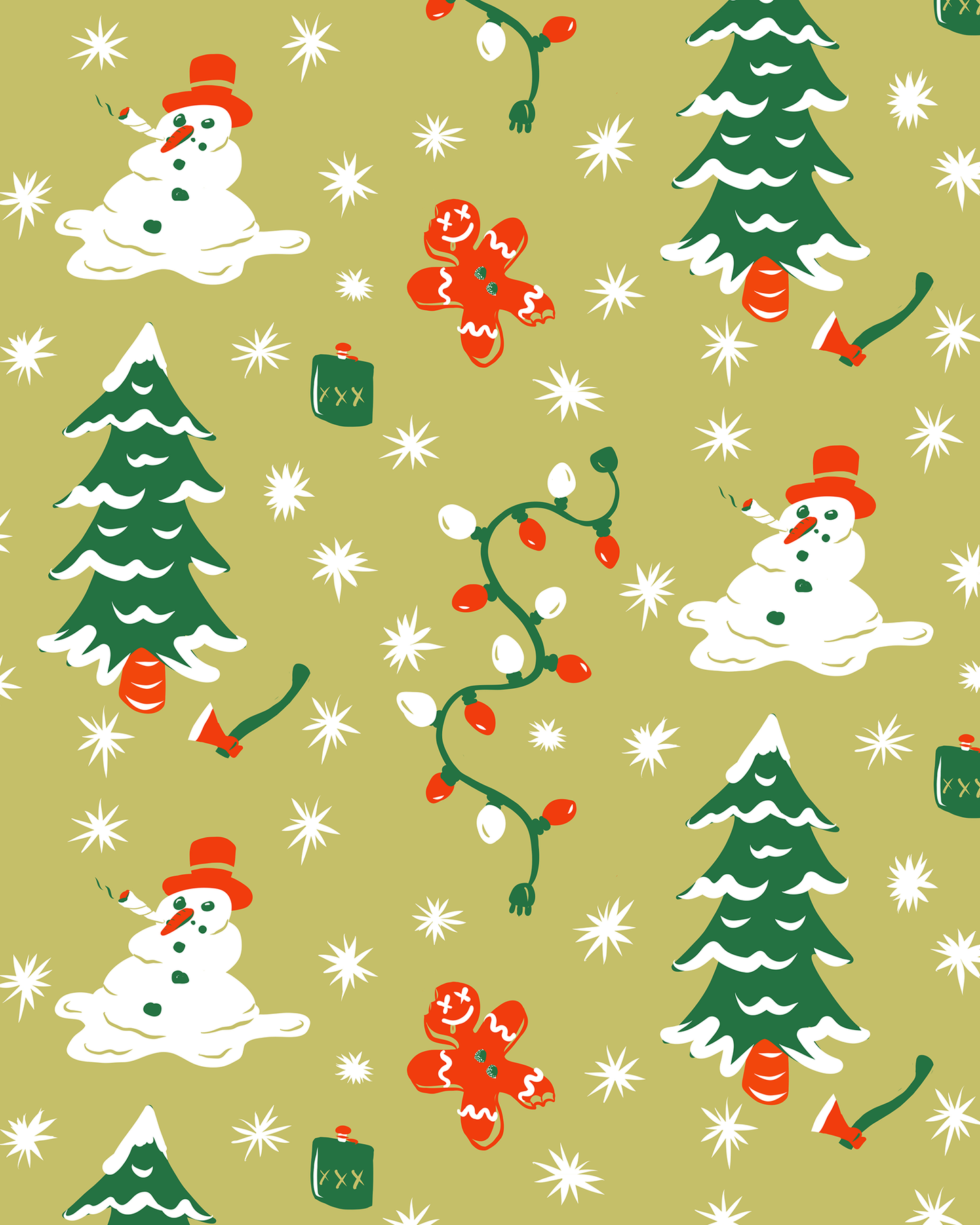 Holidaze Wrapping Paper, Large Roll, chartreuse