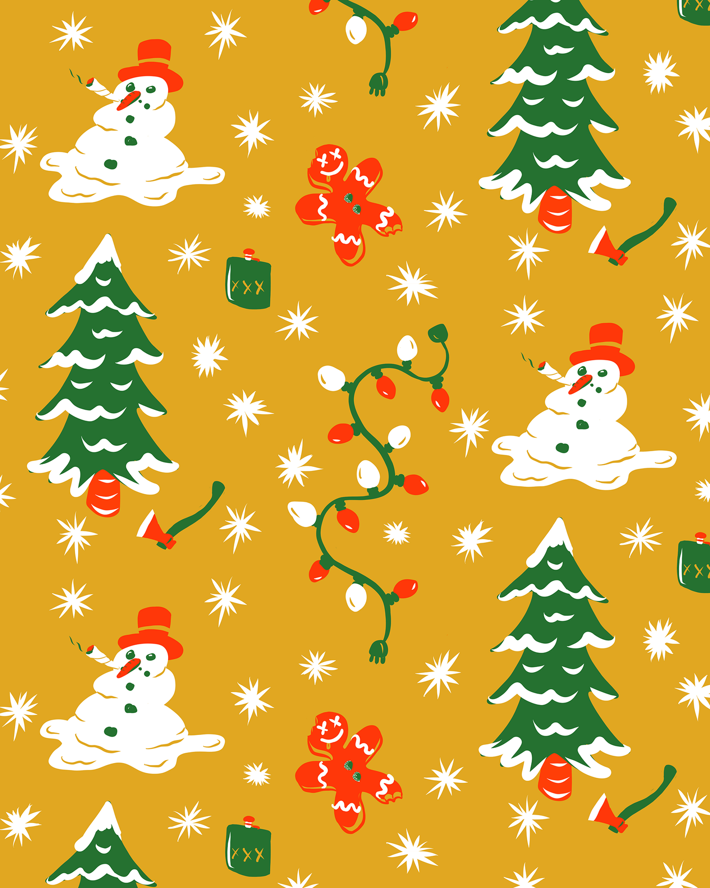 Holidaze Wrapping Paper, Large Roll, mustard