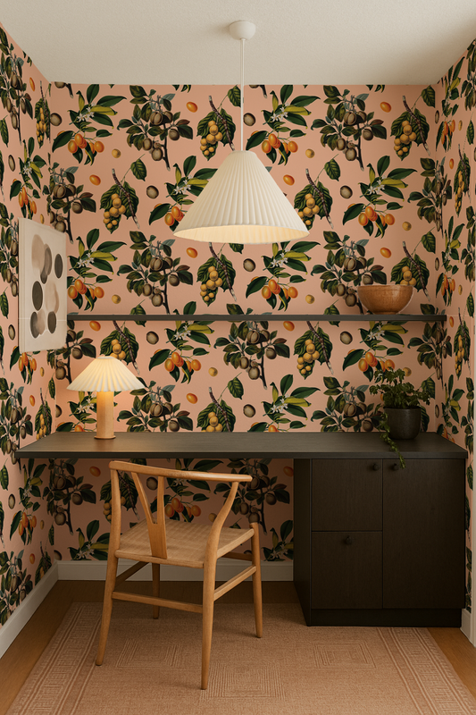 Vintage Orchard Wallpaper, peach