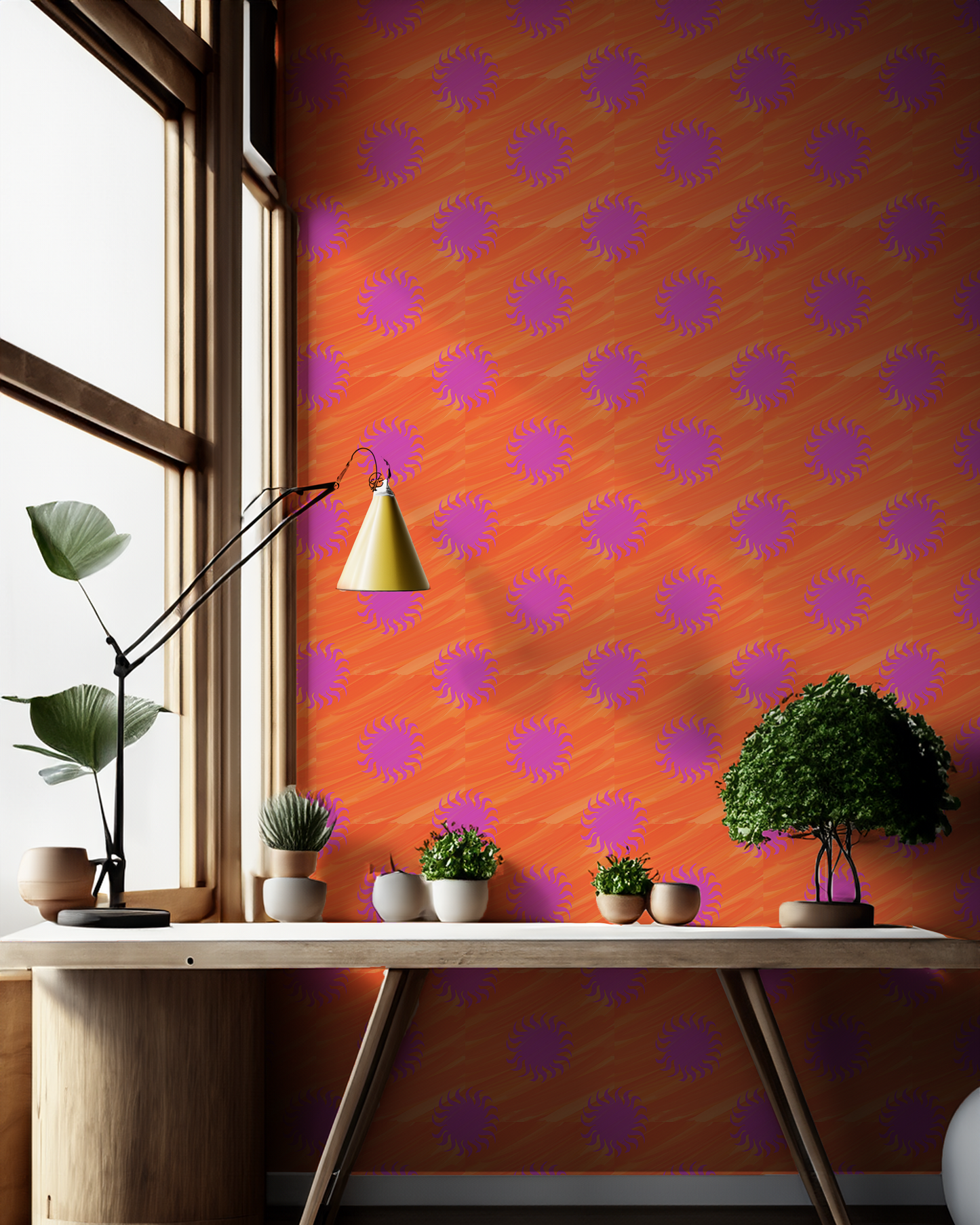 Sol Wallpaper, orange and magenta