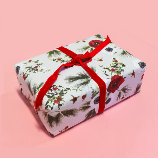 Snow Berry Wrapping Paper, Large Roll, off-white