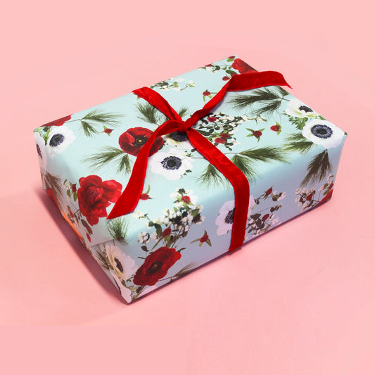 Snow Berry Wrapping Paper, Large Roll, mint