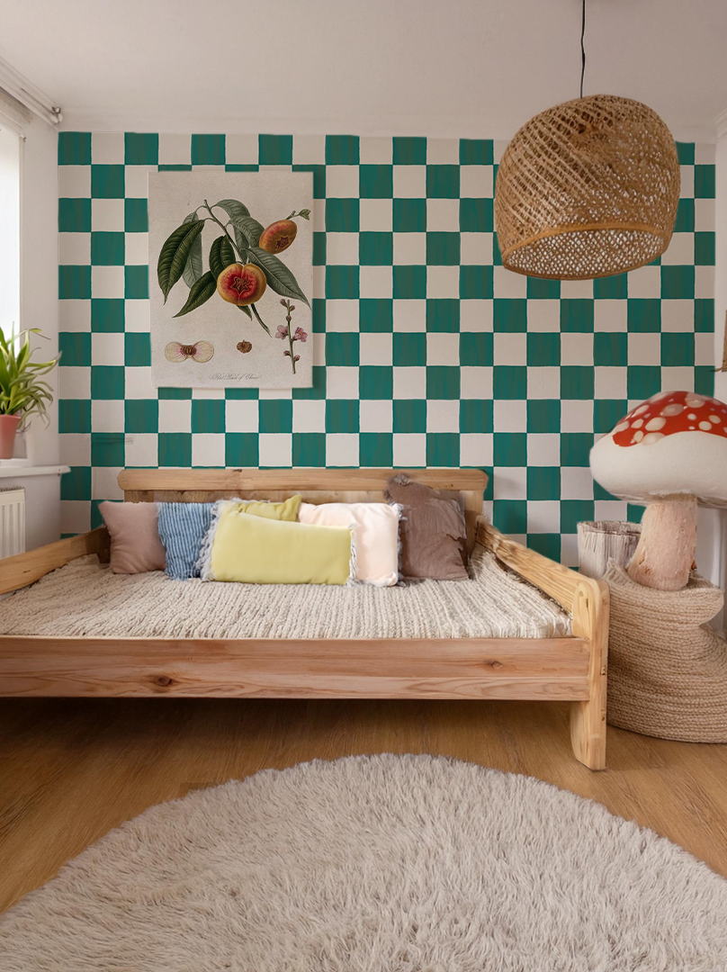 Checkers Wallpaper, teal