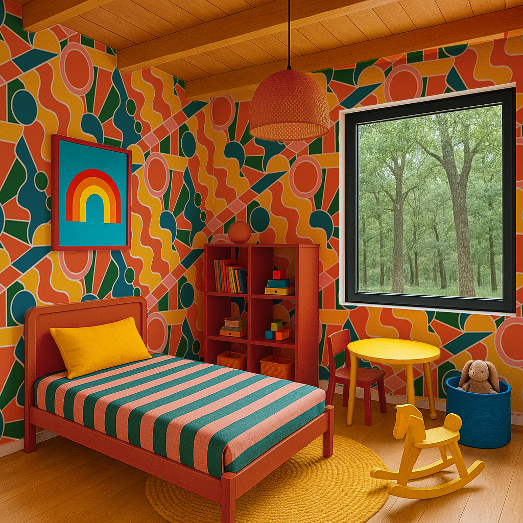 Day Trippin' Wallpaper, yellow, orange, pink and green