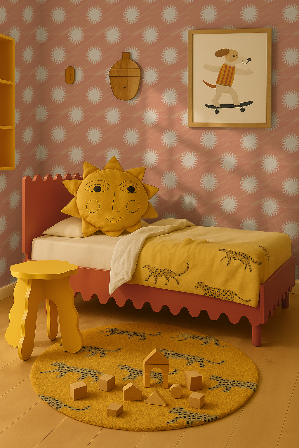 Sol Wallpaper, terra cotta and off-white