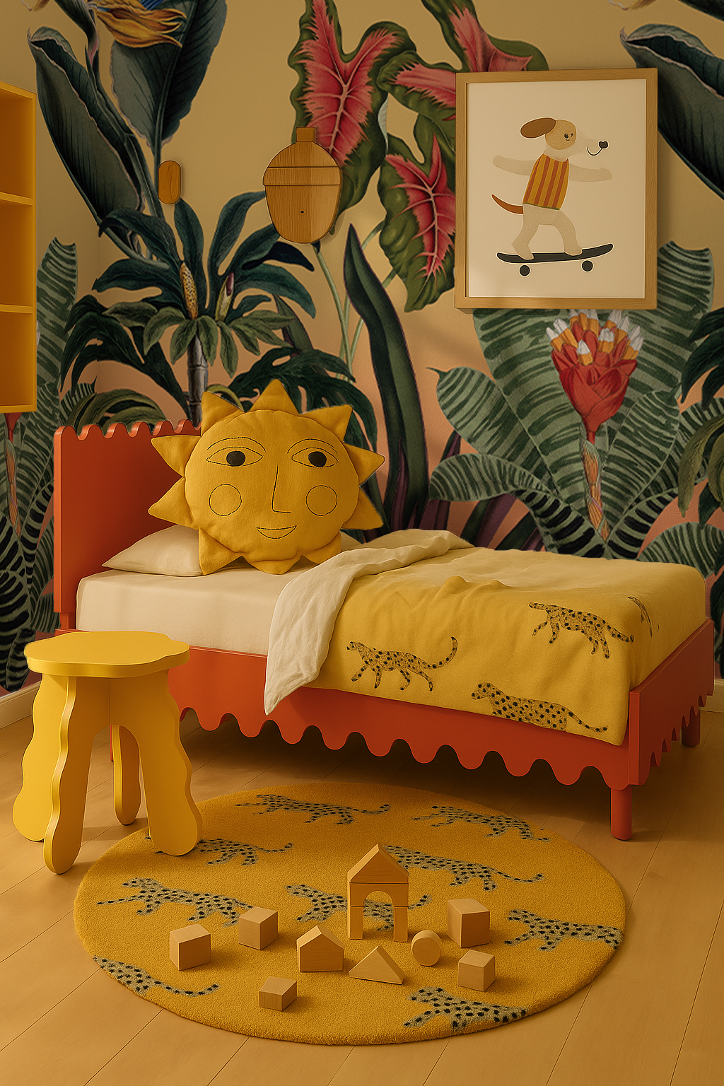 Vintage Botanical Mural, yellow