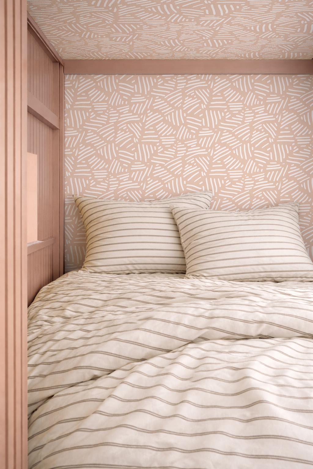 Simple Stripes Wallpaper, peach and white