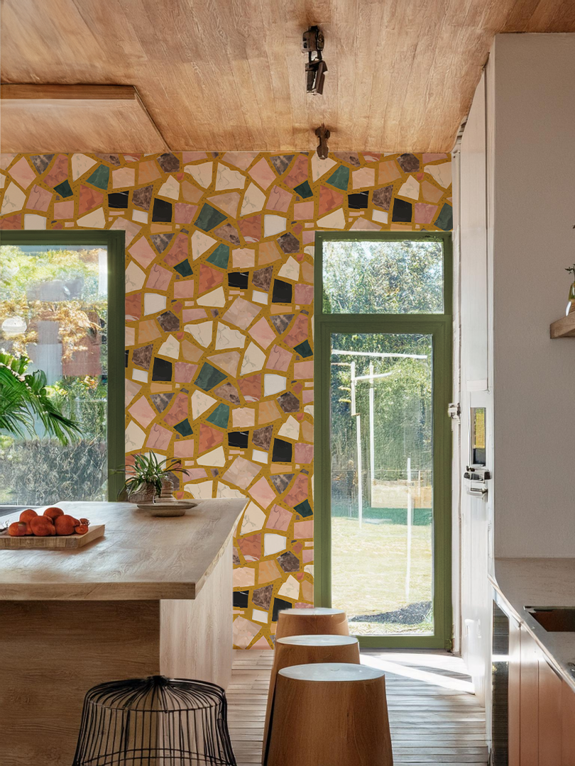 Dolce Terrazzo Wallpaper, mustard