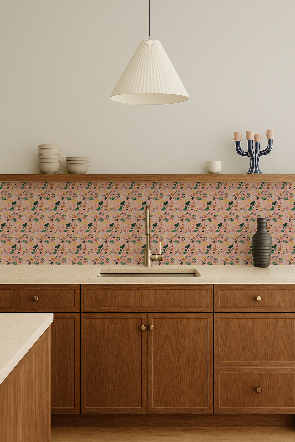 Painted Terrazzo Contact Paper, bold pink