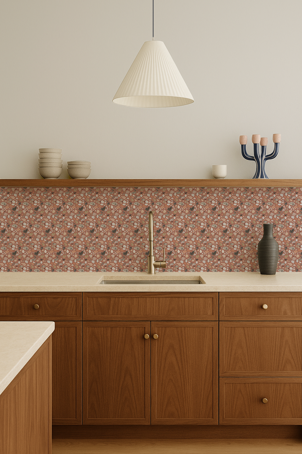 Painted Terrazzo Contact Paper, mauve