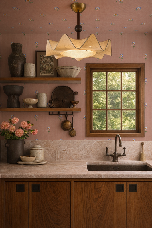 Daisy Dots Wallpaper, mauve