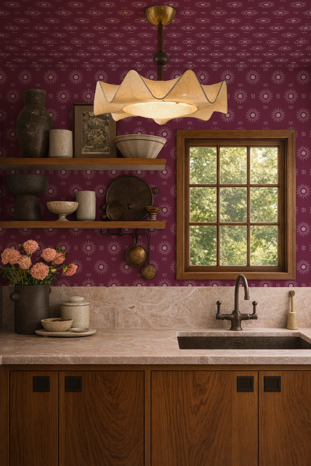Sun Rays Wallpaper, eggplant
