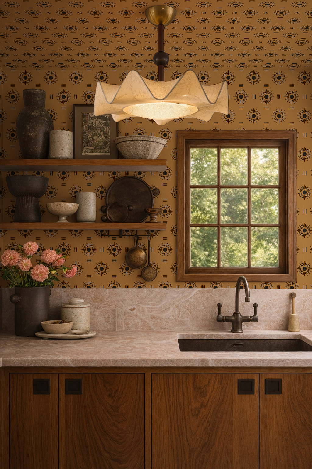Sun Rays Wallpaper, toffee and black