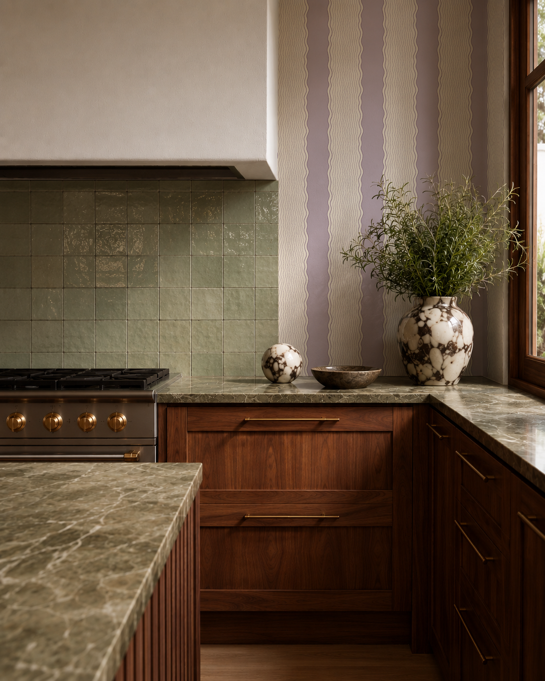Rio Ripple Wallpaper, beige and lavender