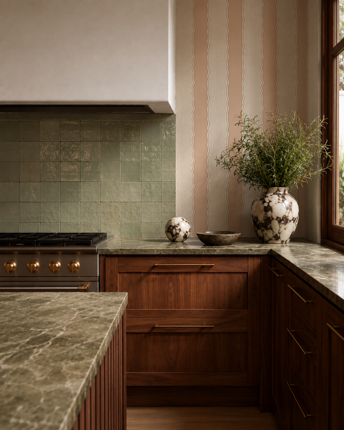 Rio Ripple Wallpaper, beige and nude peach