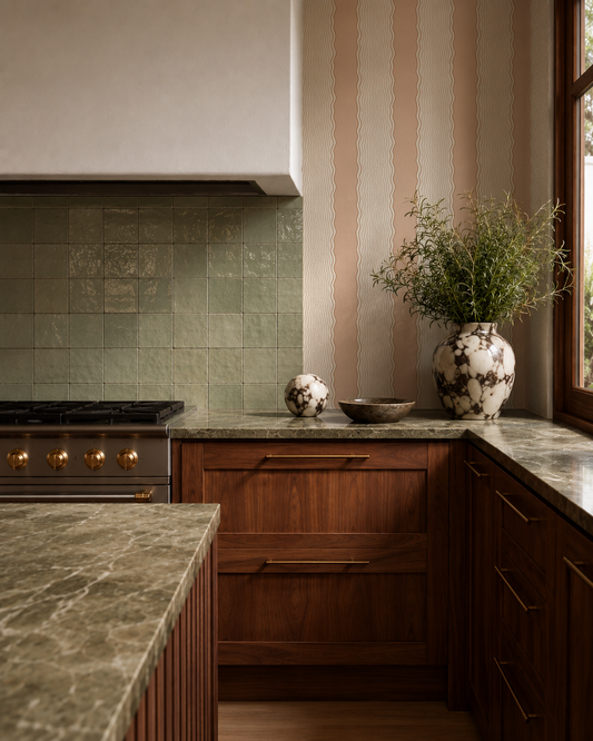 Rio Ripple Wallpaper, beige and nude peach