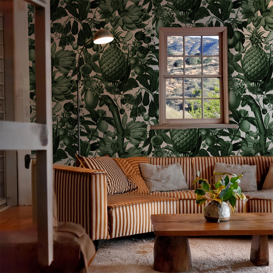 Juicy Fruit Wallpaper, white and dark green