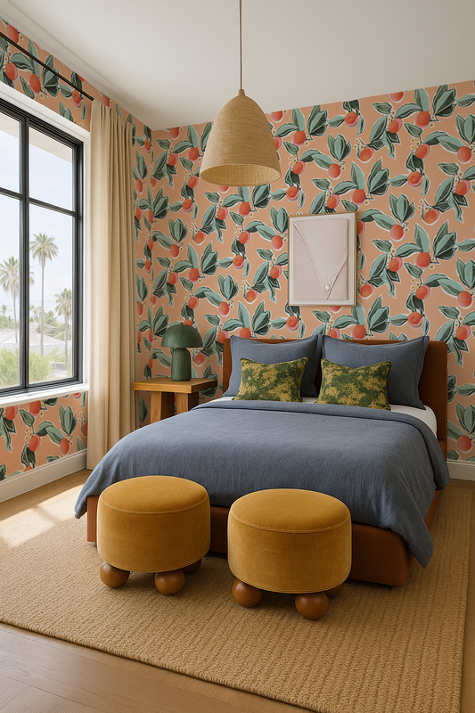 Mandarin Blossom Wallpaper, peach