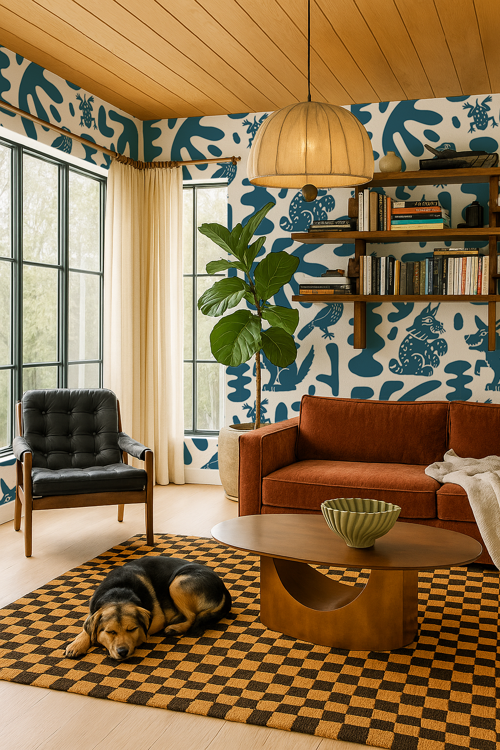 Abstract Animales Wallpaper, white & blue
