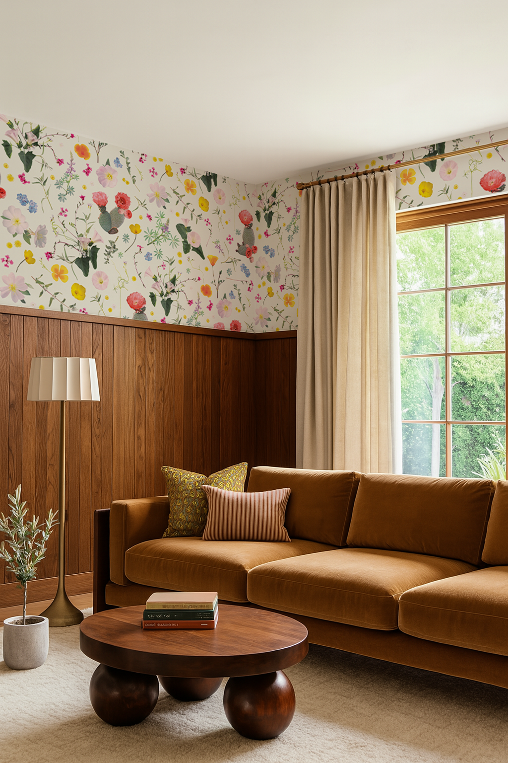 California Native Wallpaper, white and multicolor