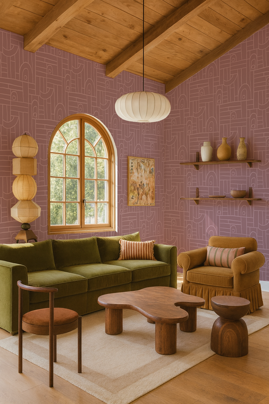 Deco Tile Wallpaper, lilac