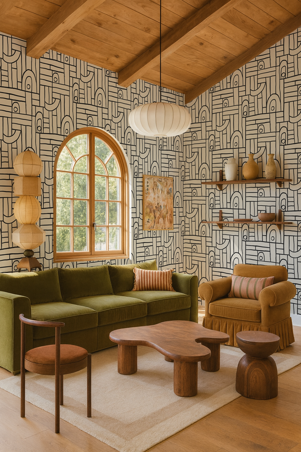 Deco Tile Wallpaper, white and black