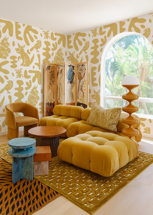 Abstract Animales Wallpaper, yellow