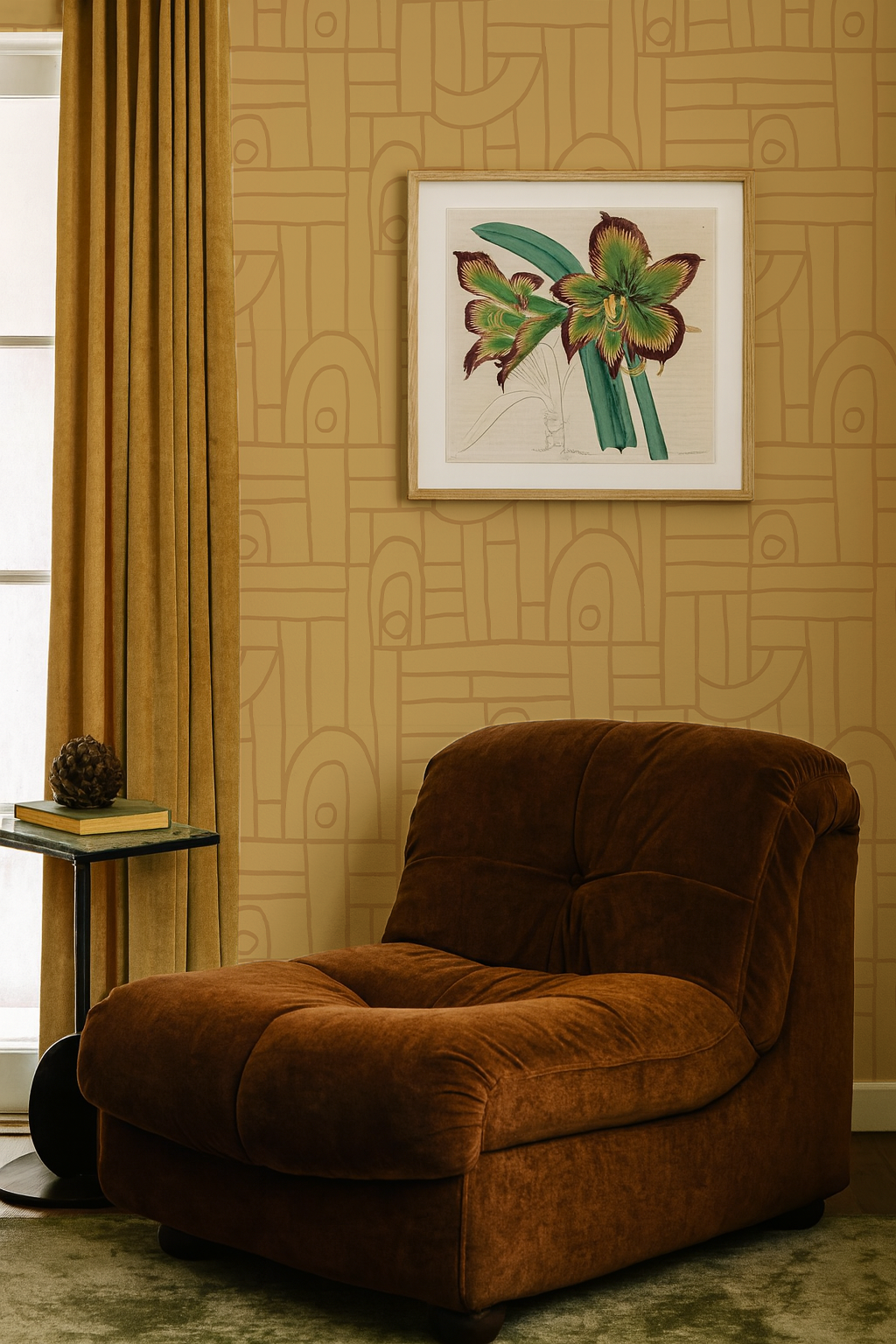 Deco Tile Wallpaper, butter yellow