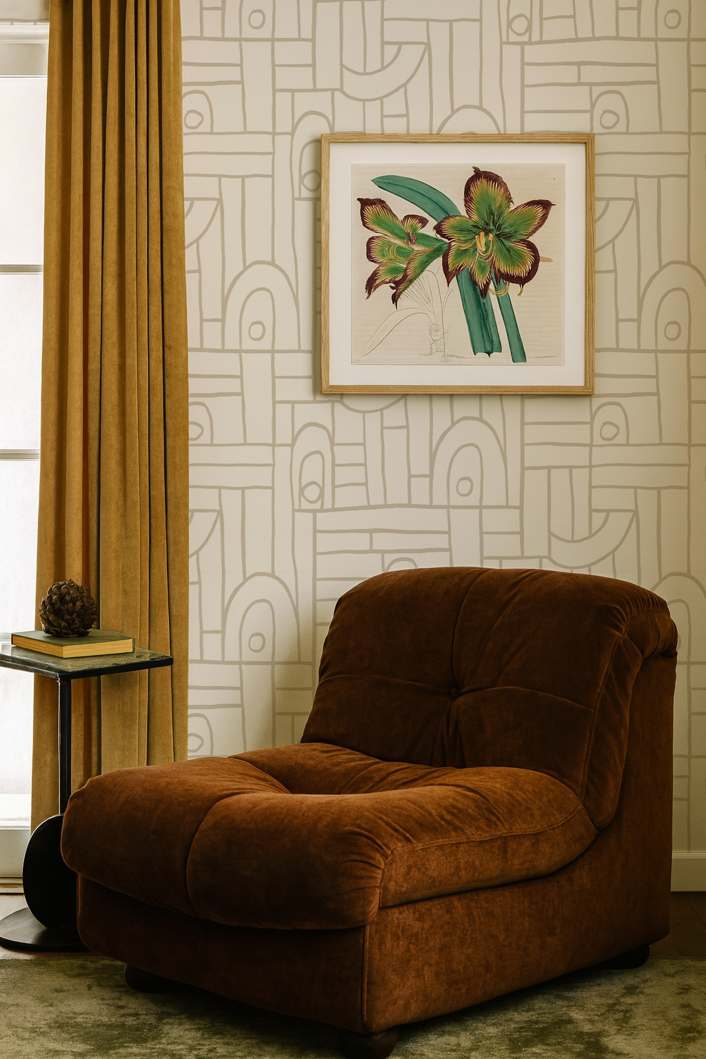 Deco Tile Wallpaper, off-white and neutral