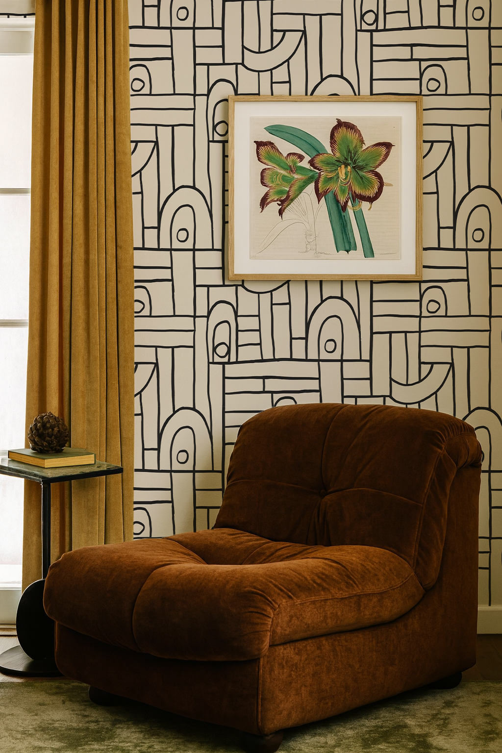 Deco Tile Wallpaper, white and black