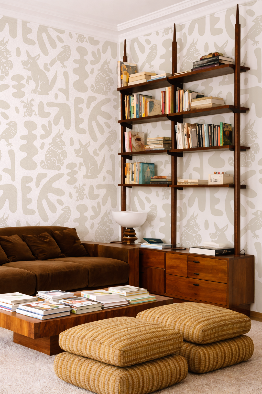 Abstract Animales Wallpaper, white and neutral